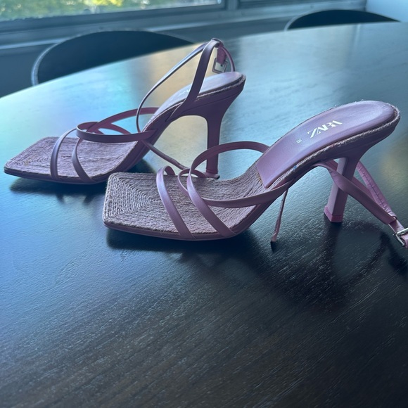 Zara pink squared toe strappy heels - Picture 2 of 5